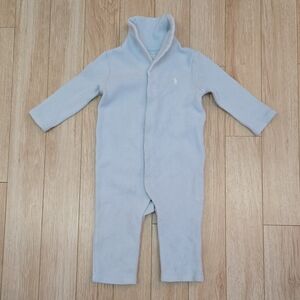 Ralph Lauren light blue knit cotton coverall long sleeve - Size 9M